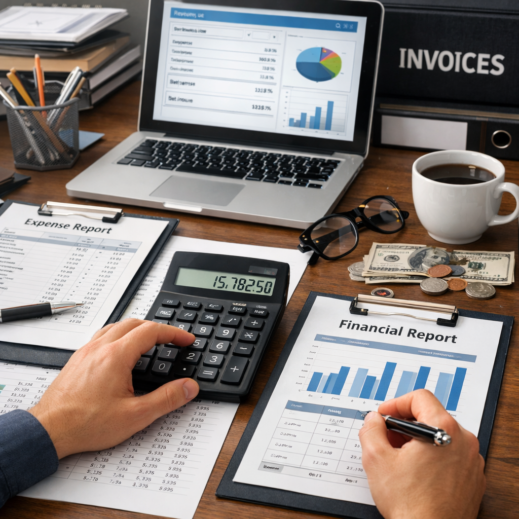 hands at a desk calculating finances