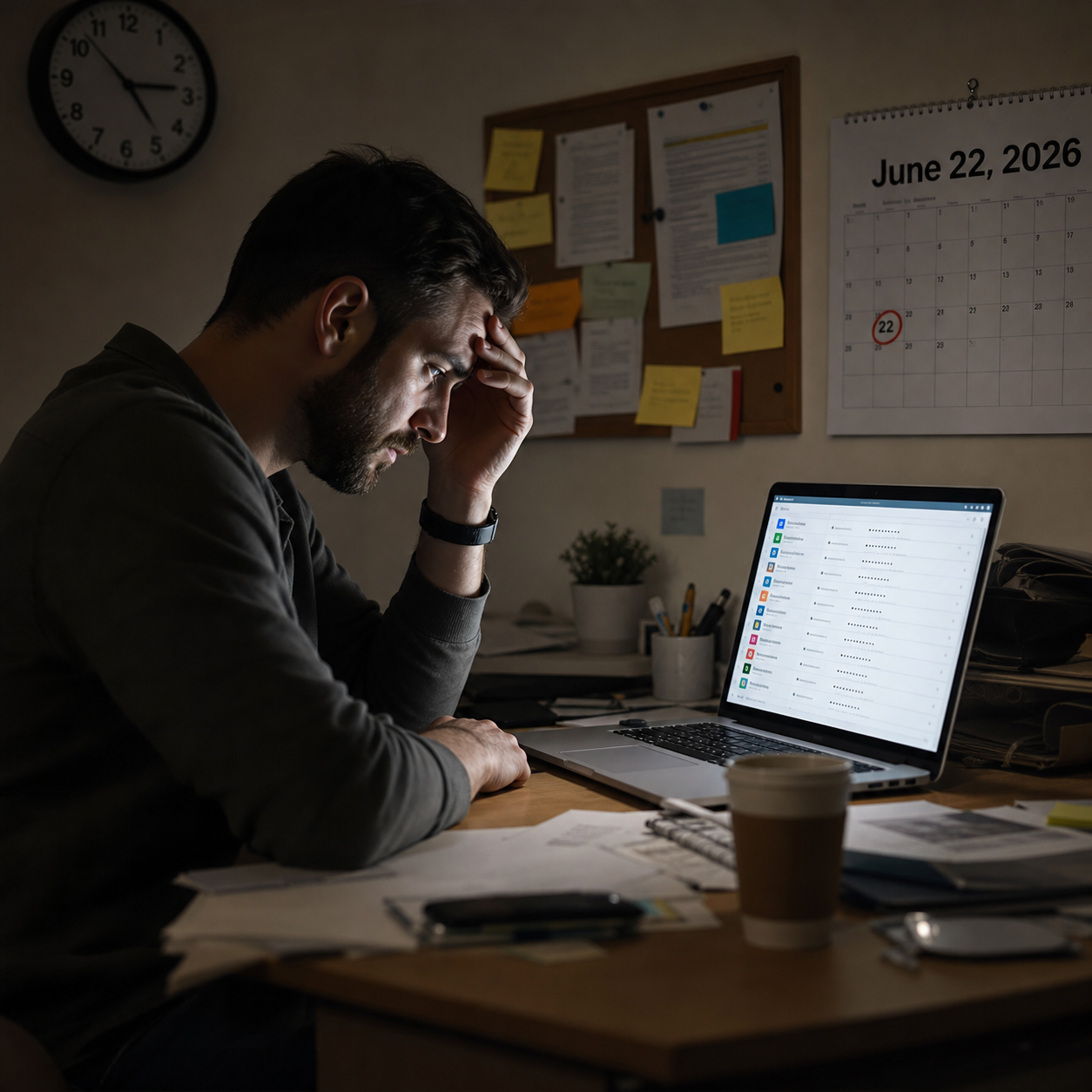 man starting at a computer screen where he's frustrated his passwords are compromised