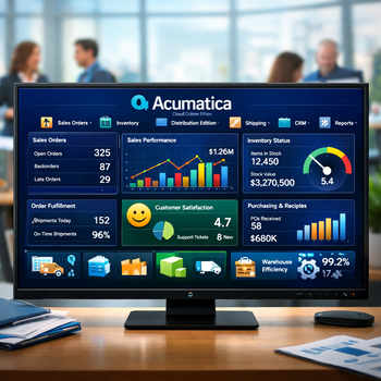 acumatica dashboard with real time metrics and charts