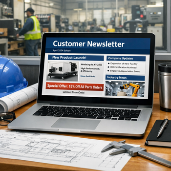 newsletter on a computer in manufacturing office