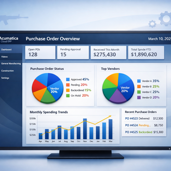acumatica dashboard purchase order overview
