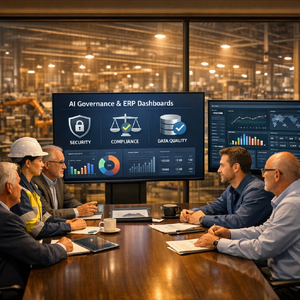 manufacturers around a conference table looking at ai governance