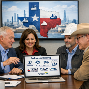 texas manufacturing leaders in a conference room having a meeting